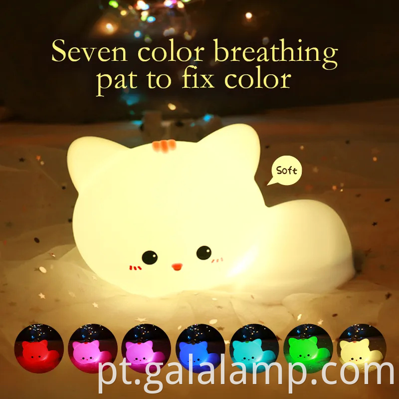 Adorável sensor de toque de silicone, lâmpada noturna para crianças